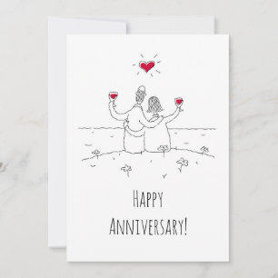 Happy Wedding Anniversary Flat Greeting Card