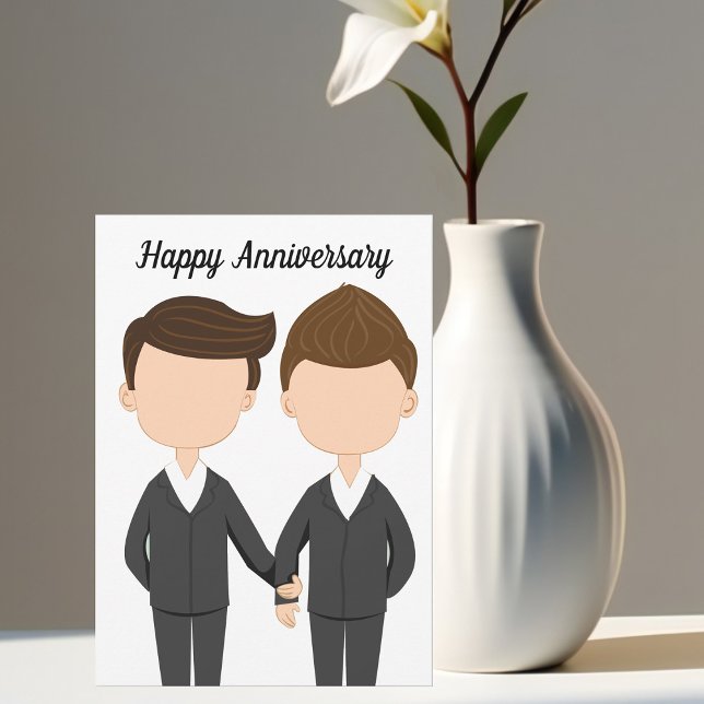 Happy Wedding Anniversary Gay Men Couple Card (Creator Uploaded)