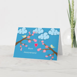 Happy Wedding Anniversary in Italian, Spring Bird Card