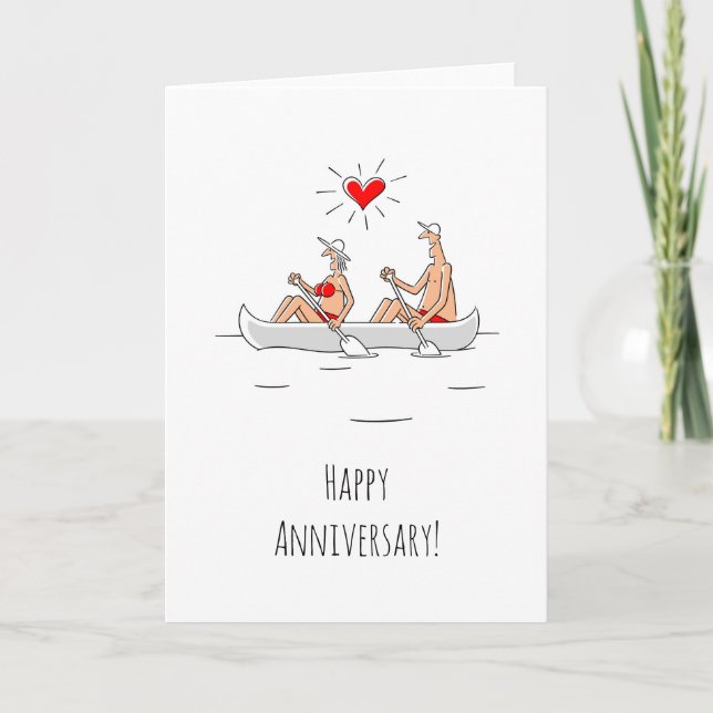 Happy Wedding Anniversary Married Couple Canoe Card (Front)