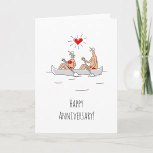 Happy Wedding Anniversary Married Couple Canoe Card