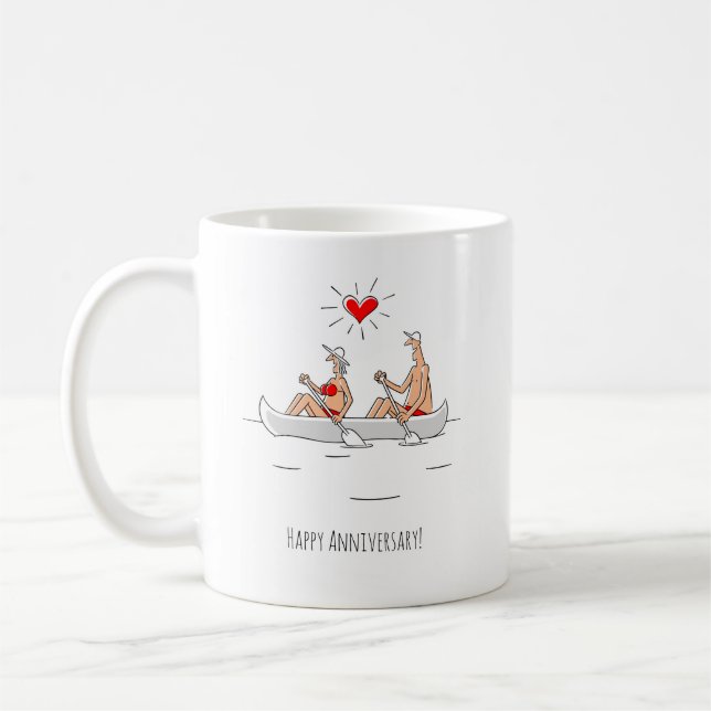Happy Wedding Anniversary Married Couple Canoe Coffee Mug (Left)