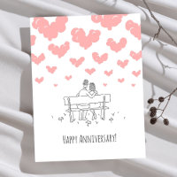 Happy Wedding Anniversary Married Couple Hearts