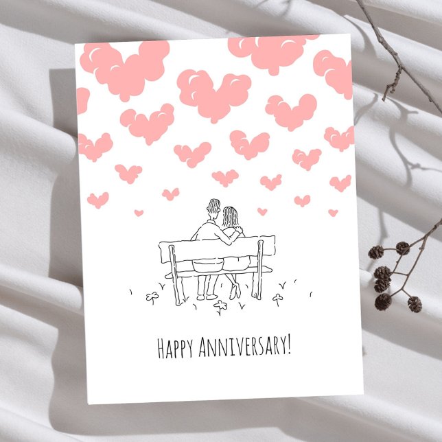 Happy Wedding Anniversary Married Couple Hearts Postcard (Creator Uploaded)