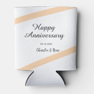Happy wedding anniversary orange pastel lines name can cooler