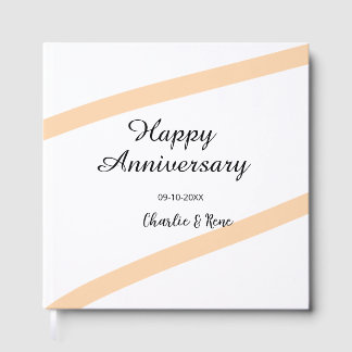 Happy wedding anniversary orange pastel lines name guest book