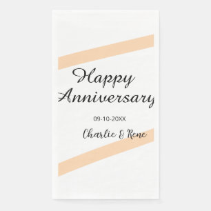 Happy wedding anniversary orange pastel lines name napkin