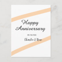 Happy wedding anniversary orange pastel lines name