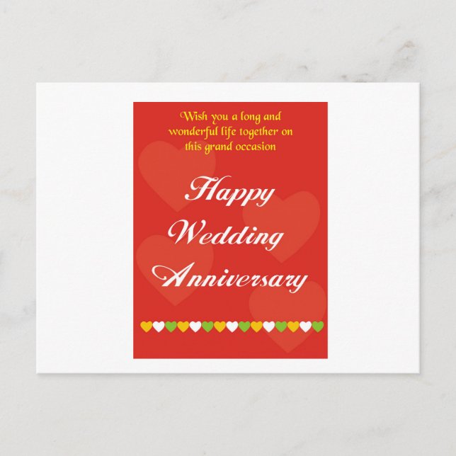 Happy Wedding Anniversary Postcard (Front)