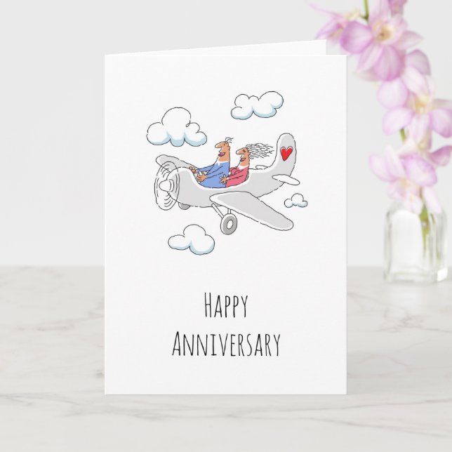 Happy Wedding Anniversary Red Heart Married Couple Card (Orchid)