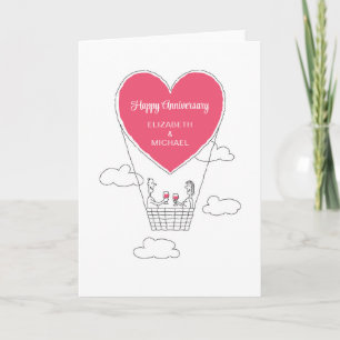 Happy Wedding Anniversary Red Heart Married Couple Card