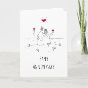 Happy Wedding Anniversary Red Heart Married Couple Card