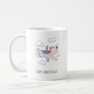 Happy Wedding Anniversary Red Heart Married Couple Coffee Mug