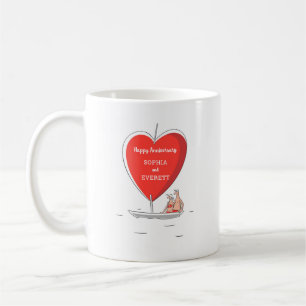 Happy Wedding Anniversary Sailboat Red Heart Card Coffee Mug