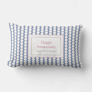 Happy Wedding Anniversary strings of pearl navy Lumbar Cushion
