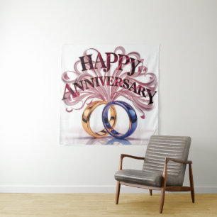 Happy Wedding Anniversary Tapestry