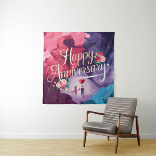 Happy Wedding Anniversary Tapestry