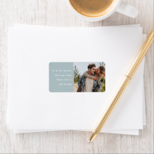 Happy Wedding Couple Photo Return Address Label