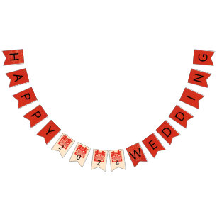 Happy Wedding Double Happiness Bunting