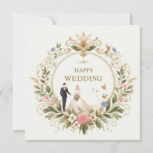 Happy wedding greeting card 