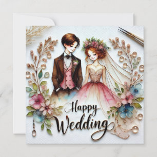 Happy Wedding Greeting Love Cards 