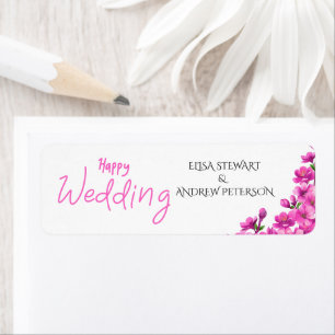 Happy Wedding Romantic Floral Wedding Return Address Label