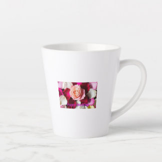 Happy Wedding – Romantic Rose Petals Celebration Latte Mug