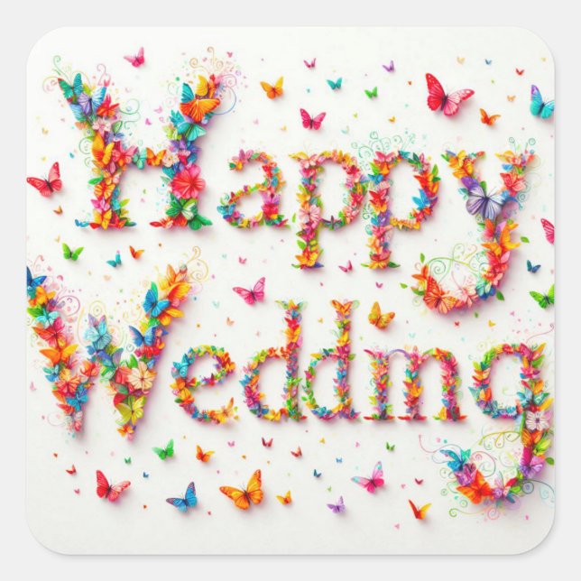 Happy Wedding Sticker  (Front)