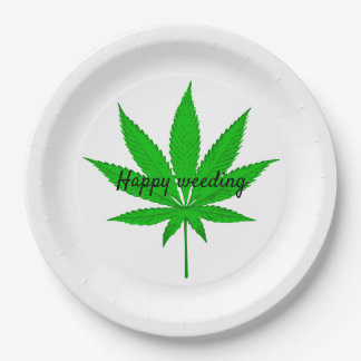 Happy Weeding Wedding Pun Paper Plate