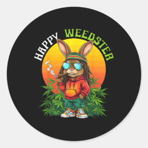 Happy Weedster Easter Bunny Smoking Weed Funny Men Classic Round Sticker