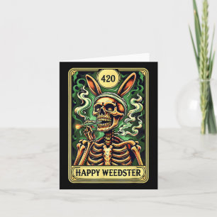 Happy Weedster Easter Skeleton Smoking Weed Tarot Card