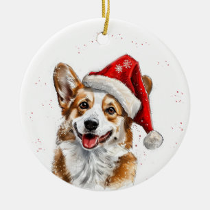 Happy Welsh Corgi Dog Christmas Personalized Ceramic Ornament