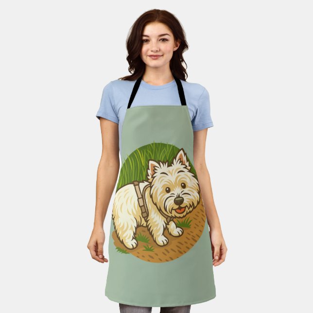 Happy Westie on Nature Trail Apron (Worn)