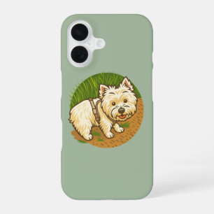 Happy Westie on Nature Trail iPhone 16 Case