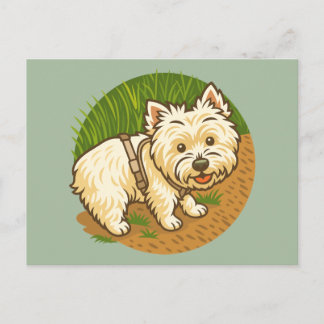Happy Westie on Nature Trail Postcard