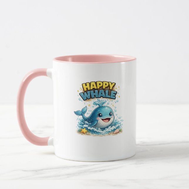 Happy Whale Cute Ocean Coffee Mug (Left)
