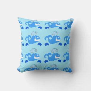 Happy Whale Fun Cartoon Ocean Animal Pattern Cushion