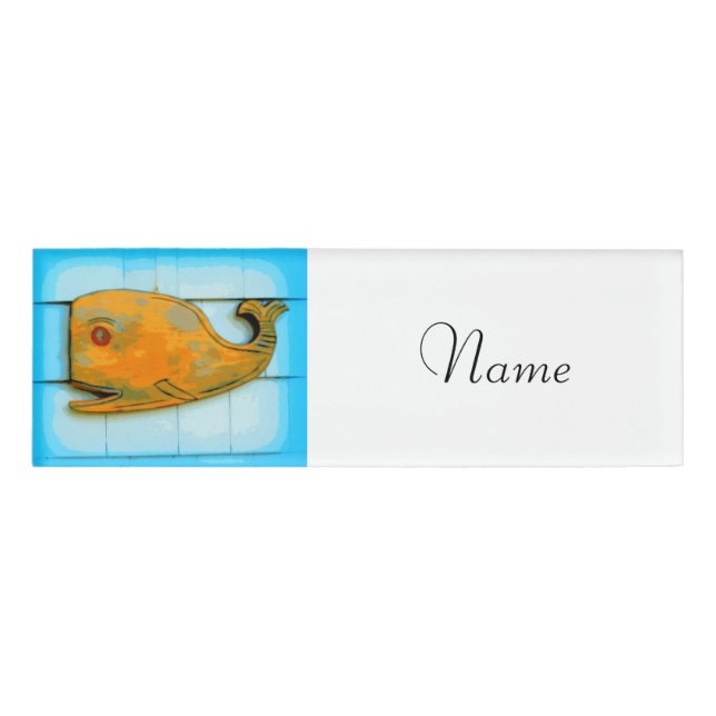 happy whale name tag (Front)