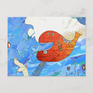 Happy whale Postcard by Krize