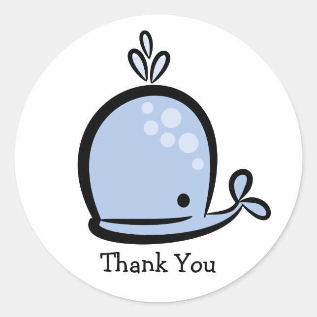 Happy Whale Thank You  Classic Round Sticker (Front)