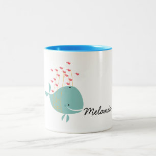 Happy Whale Two-Tone Coffee Mug