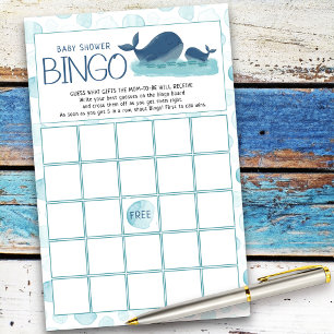Happy Whales Baby Shower Bingo Game