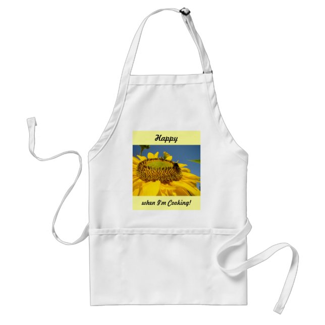 Happy when I'm Cooking! apron Sunflowers garden (Front)