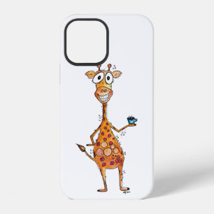 Happy Whimsical Giraffe Drinking Coffee iPhone 12 Case
