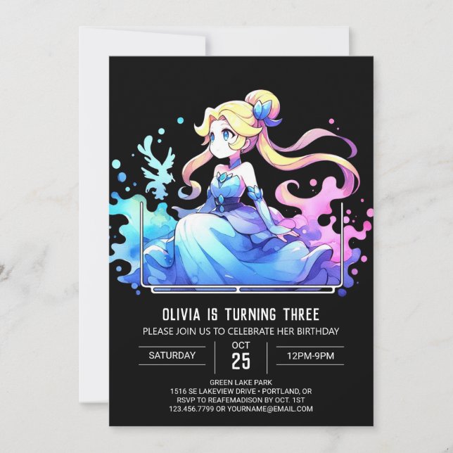 Happy Whimsical Princess Birthday  Invitation (Front)