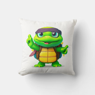 Happy Whimsical Turtle Back to School Cushion