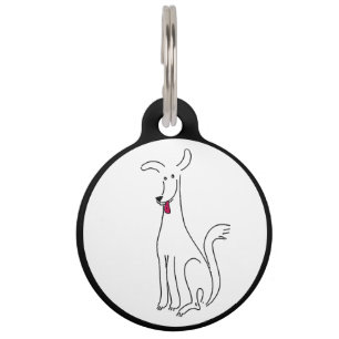 Happy white cartoon dog pet tag