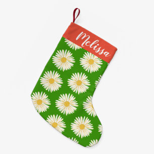 Happy White Daisies Pattern CUSTOM Small Christmas Stocking