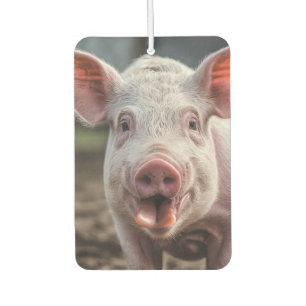 Happy White Pig Tongue Poke, Car Air Freshener