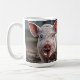Happy White Pig Tongue Poke, Coffee Mug